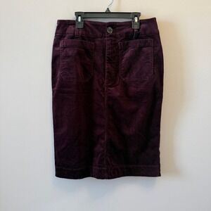 Anthropologie Maeve Corduroy Mid-Length Skirt – Wine – Size Medium – NWT